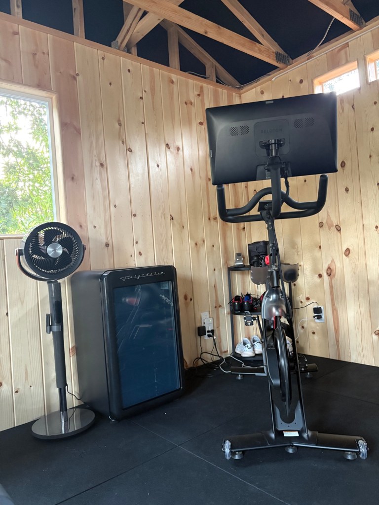 Peloton Bike in the corner of the gym